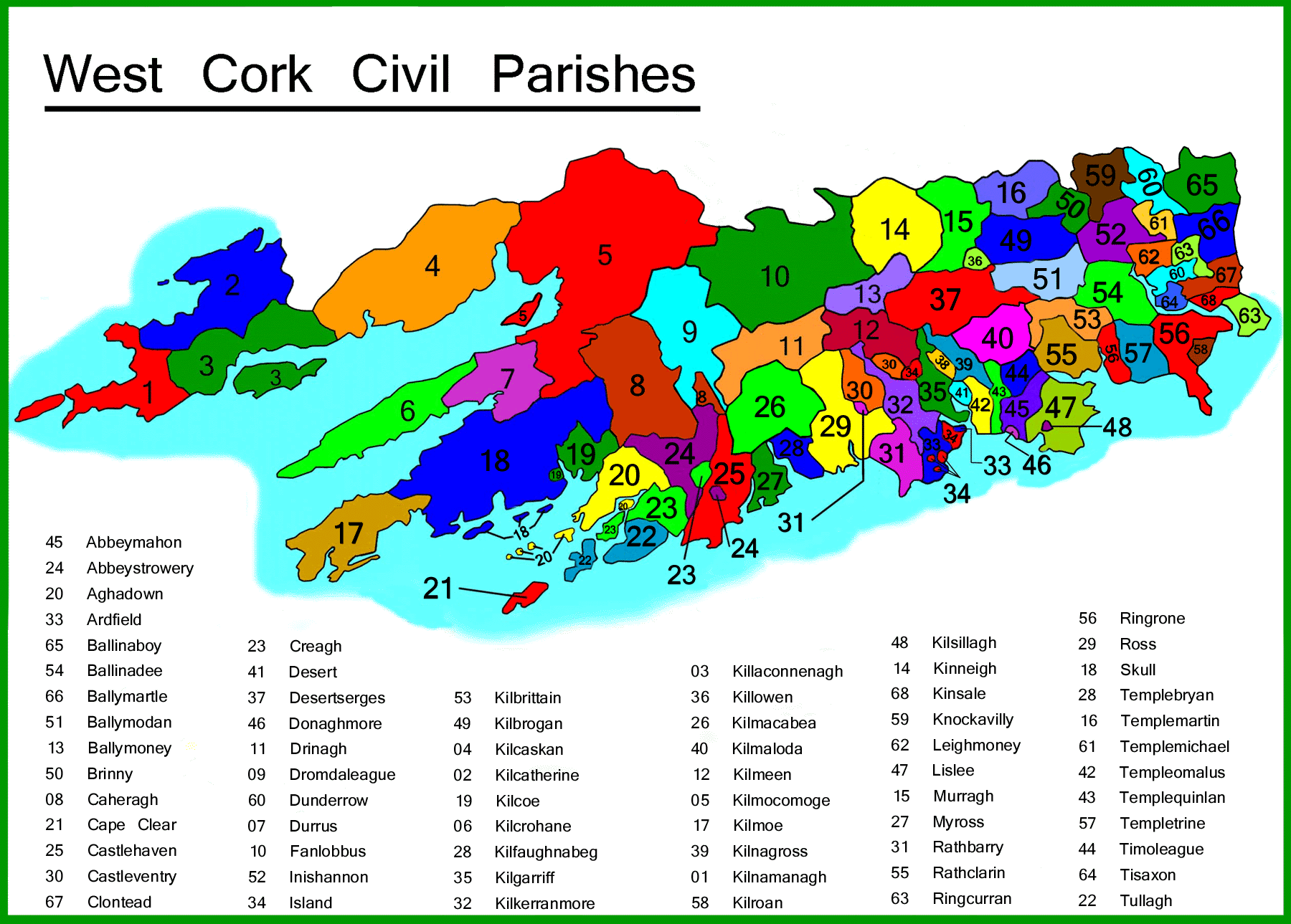 map of county cork parishes B West Cork Genealogy 1 B map of county cork parishes